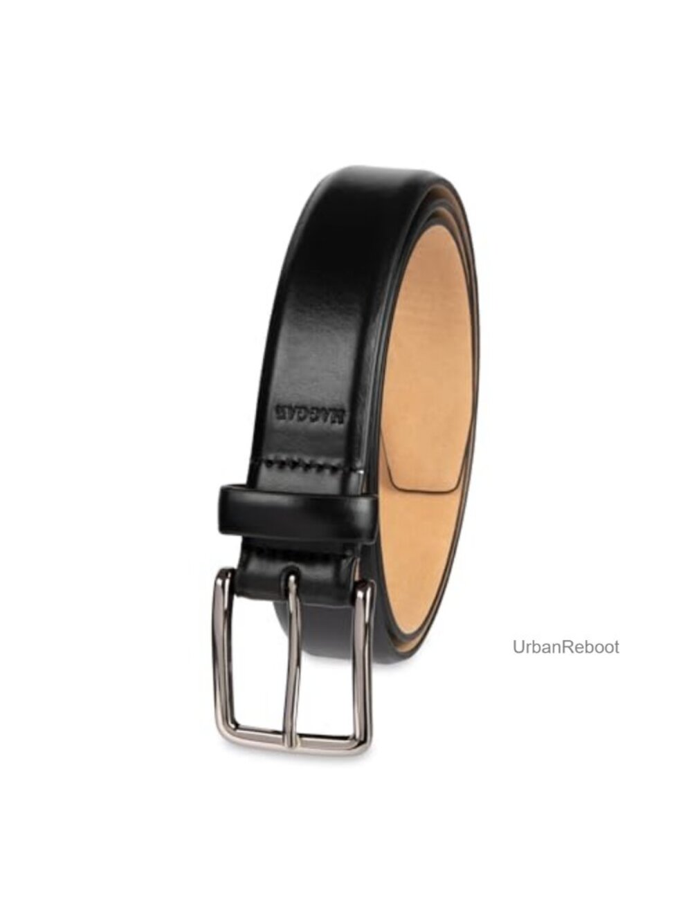 Men's Leather Dress Belt for Suits, Single Loop Feather Edge